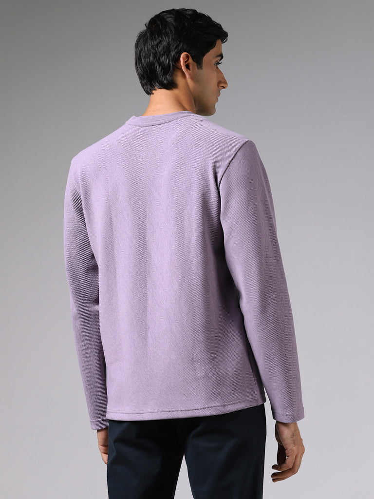 Ascot Light Purple Ribbed Relaxed Fit Sweatshirt