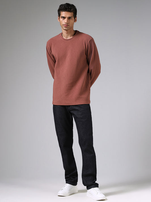Ascot Rust Ribbed Relaxed-Fit Sweatshirt