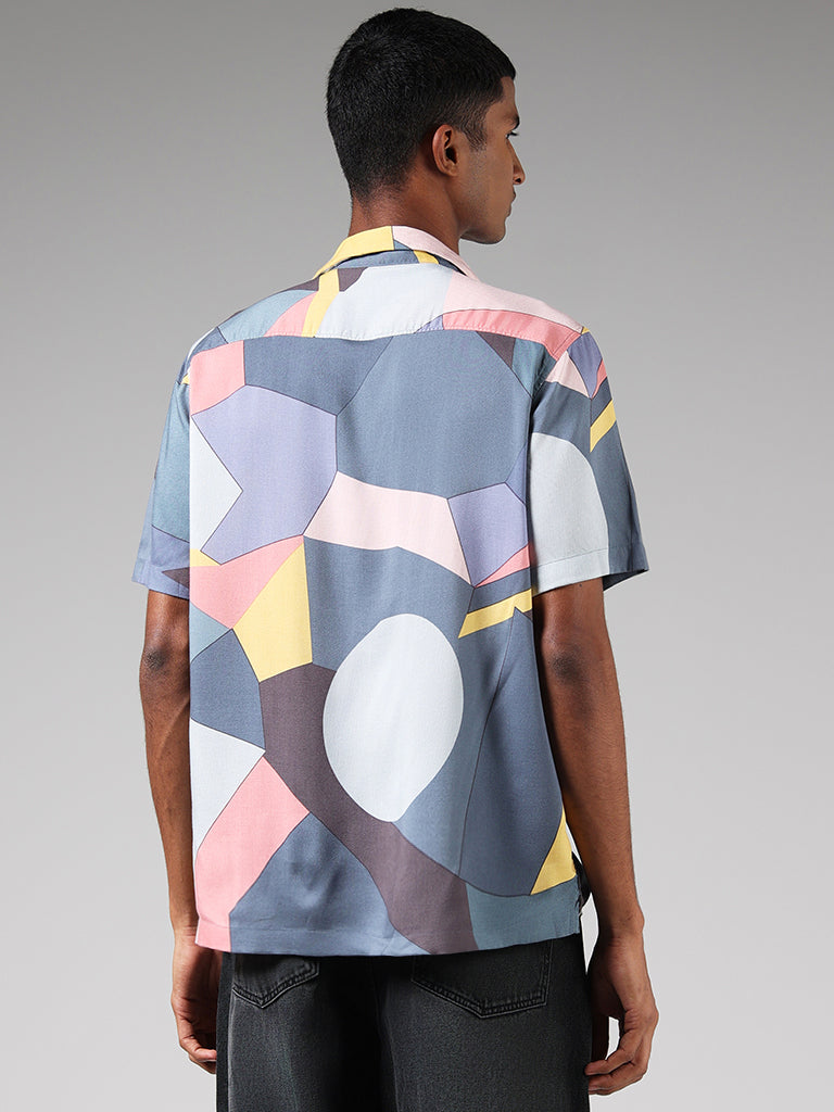 Nuon Grey Abstract Relaxed Fit Shirt
