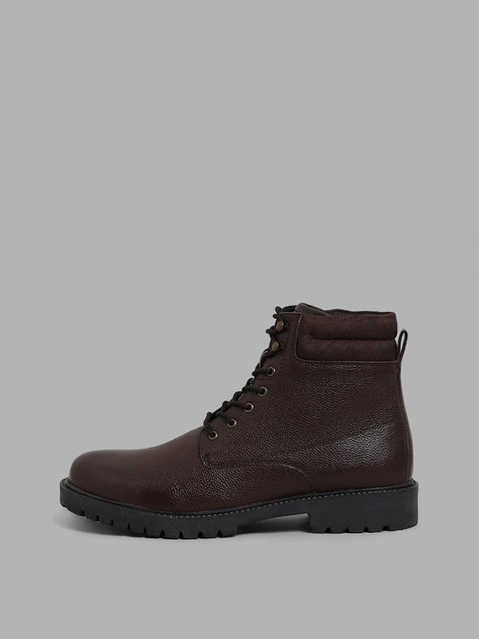 SOLEPLAY Dark Brown Ankle-Length Leather Biker Boots