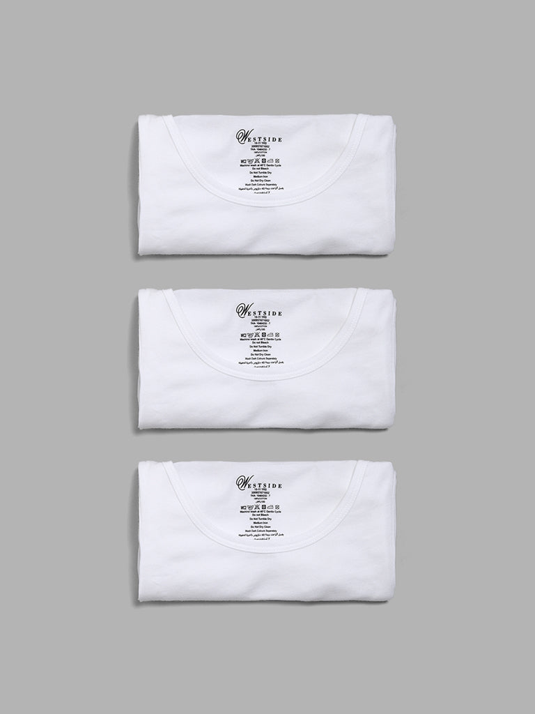 Y&F Kids Plain White Vests - Pack of 3