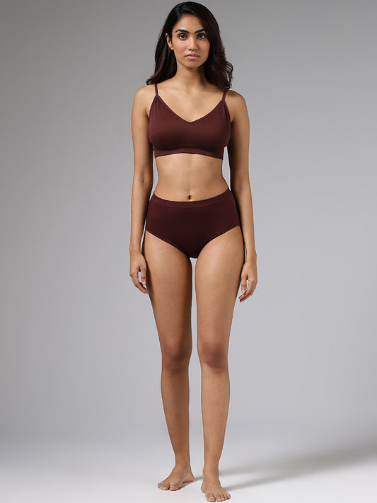 Wunderlove Solid Wine Seamless Full Brief