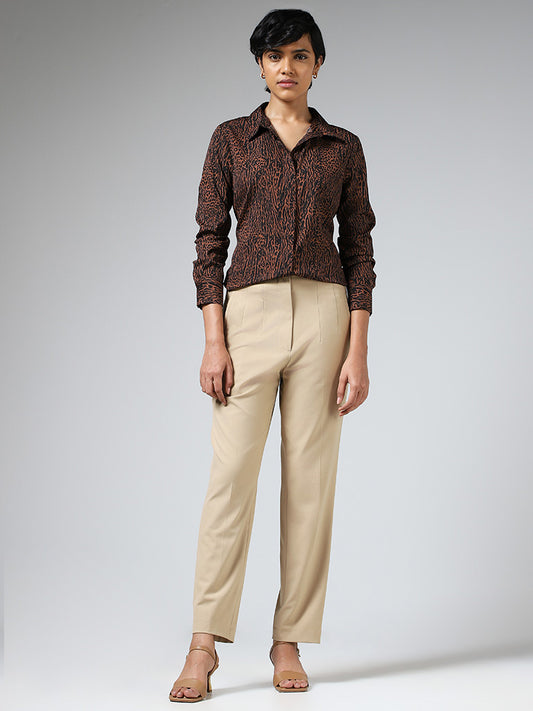 Wardrobe Brown Animal Printed Shirt