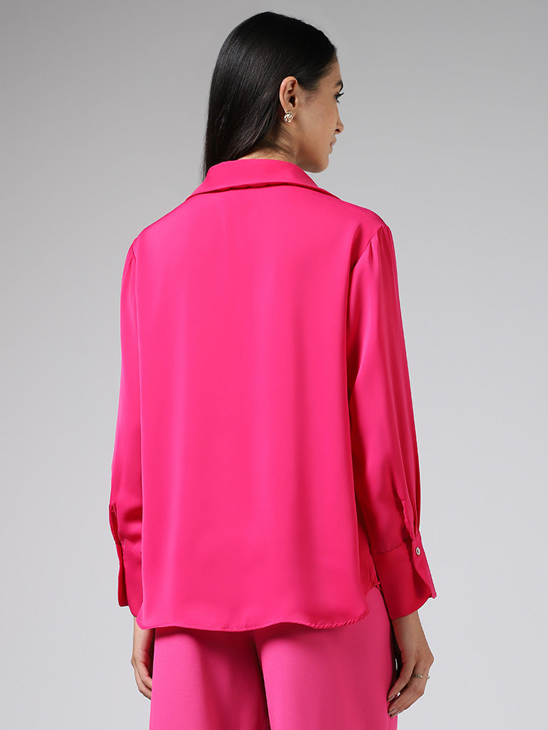 Wardrobe Solid Hot Pink Shirt