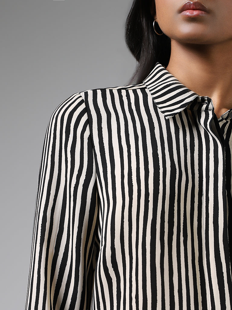 Wardrobe Cream & Black Striped Shirt