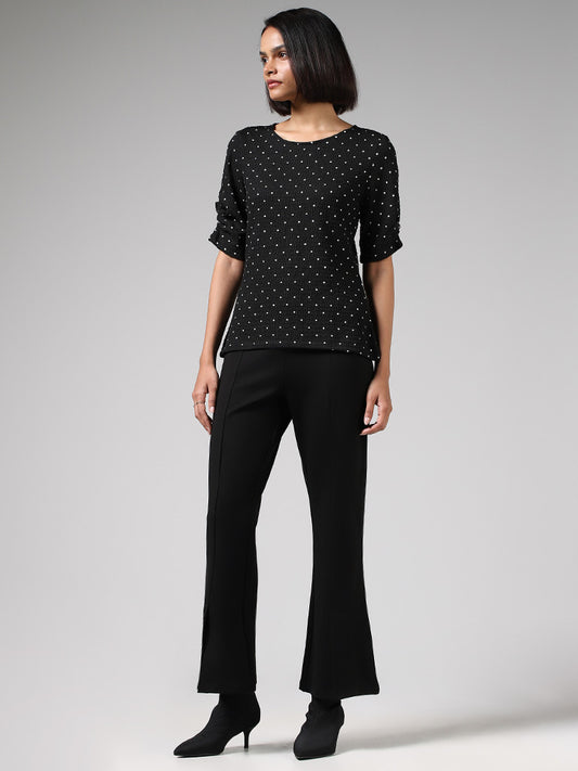 Wardrobe Polka Dots Black Fitted Top