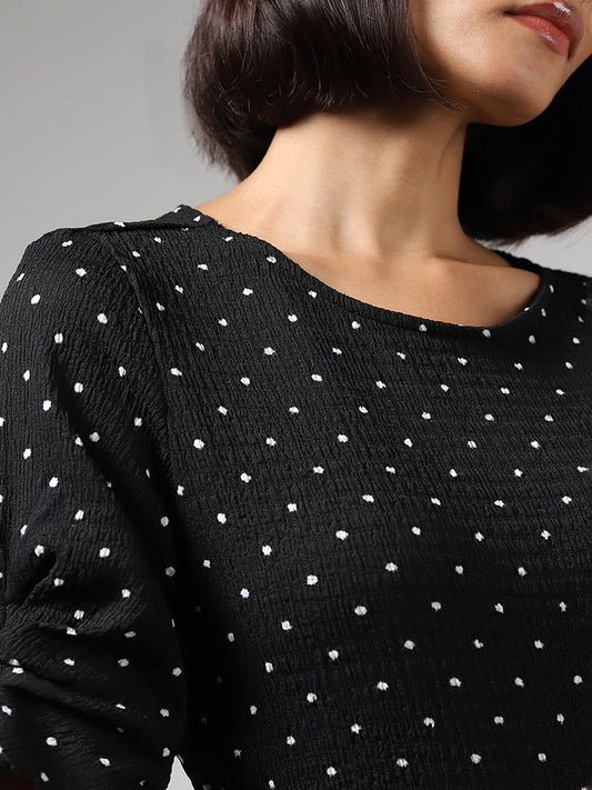 Wardrobe Polka Dots Black Fitted Top