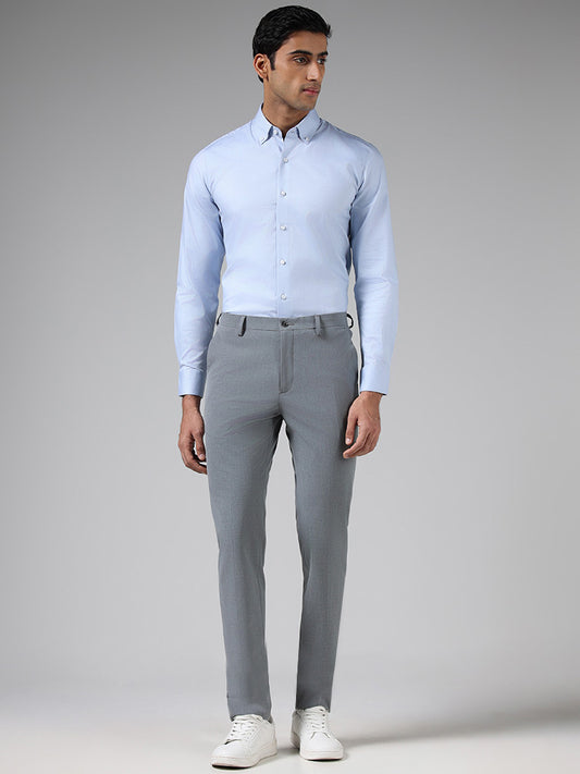 WES Formals Blue Slim Fit Shirt