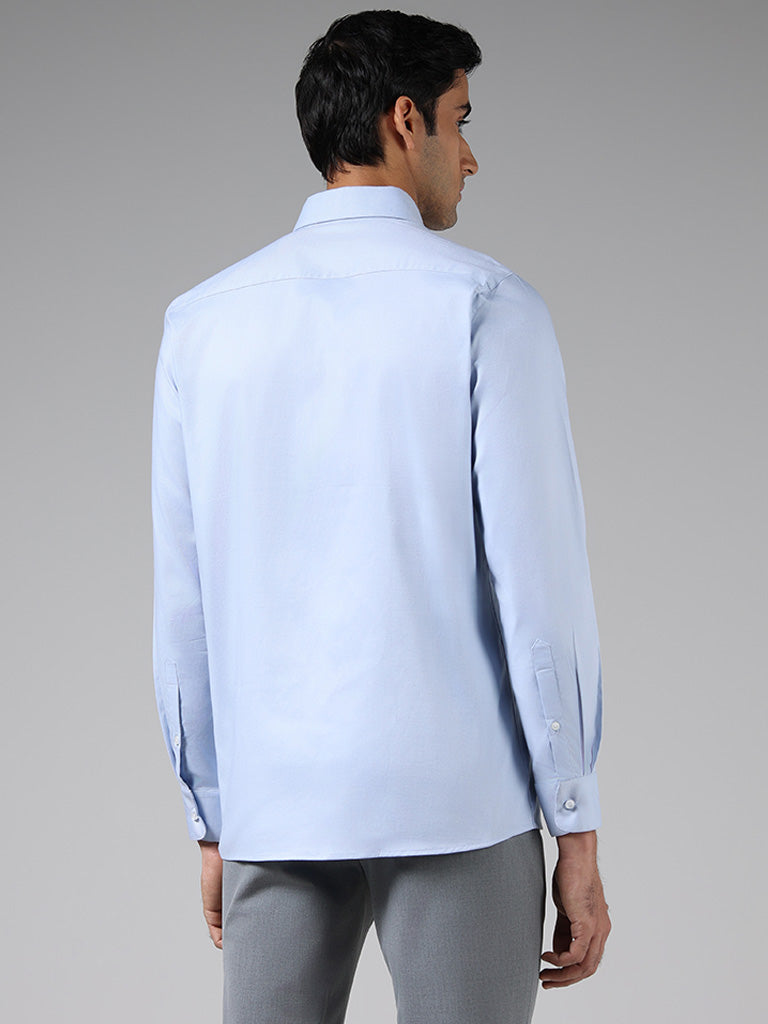 WES Formals Blue Slim Fit Shirt