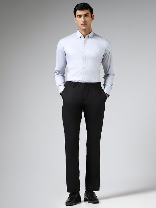 WES Formals Solid Light Grey Slim Fit Shirt