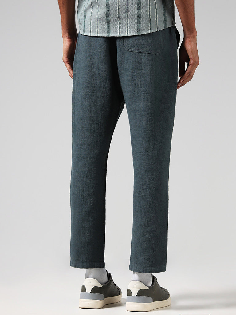 ETA Self Teal Cotton Relaxed Fit Chinos