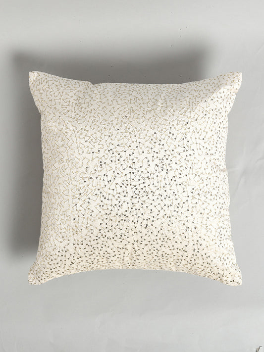Westside Home Off White Sequin Embroidered Cushion Cover