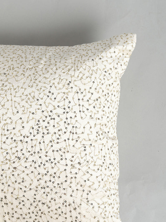 Westside Home Off White Sequin Embroidered Cushion Cover