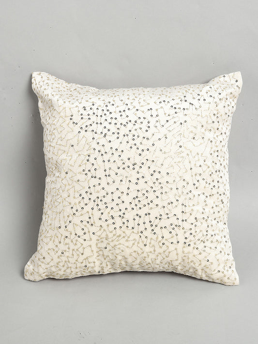 Westside Home Off White Sequin Embroidered Cushion Cover