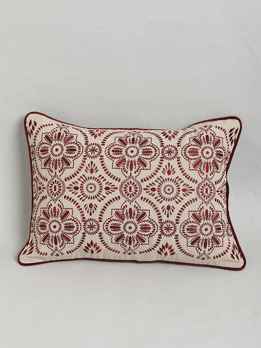 Westside Home Maroon Embroidered Cushion Cover