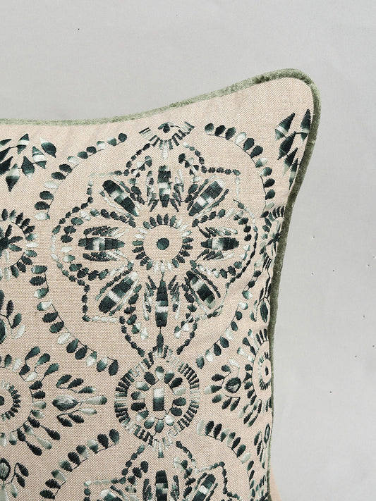 Westside Home Green Embroidered Cushion Cover