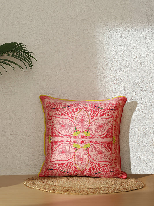 Westside Home Light Pink Artistic Printed Cushion Cover