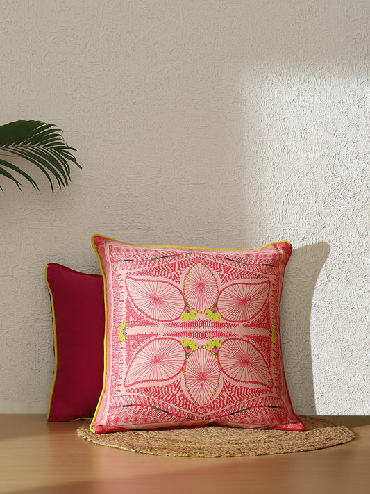 Westside Home Light Pink Artistic Printed Cushion Cover