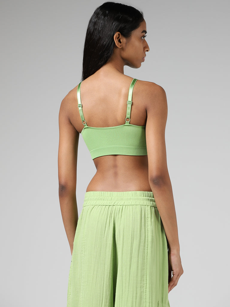 Buy Superstar Light Green Fluted Padded Bralette from Westside