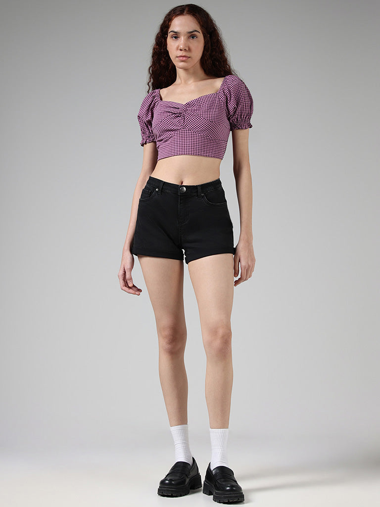 Nuon Orchid Checked Crop Top