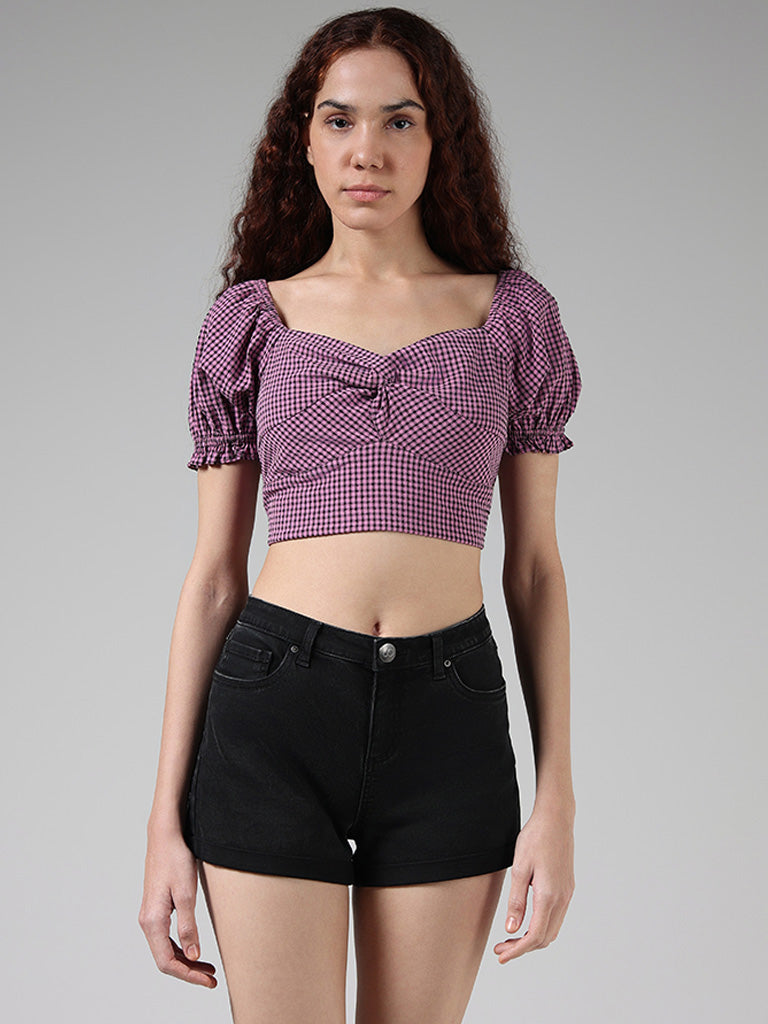 Nuon Orchid Checked Crop Top