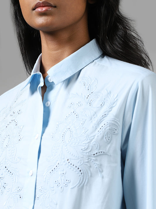LOV Light Blue Embroidered Shirt