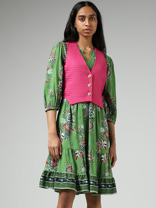 Bombay Paisley Dark Pink Waistcoat