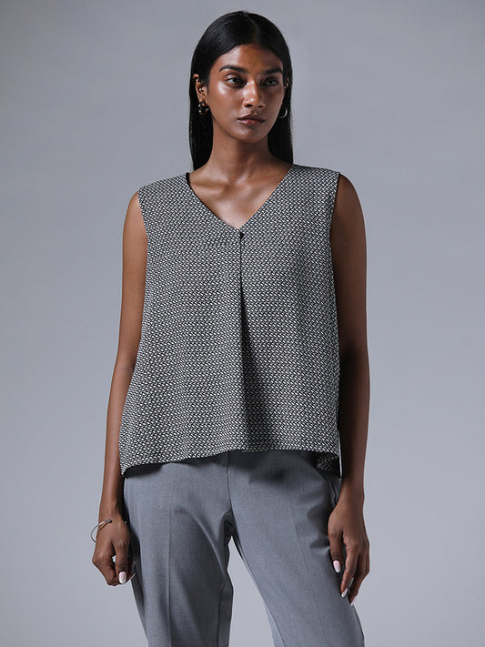 Wardrobe White & Black Printed Top