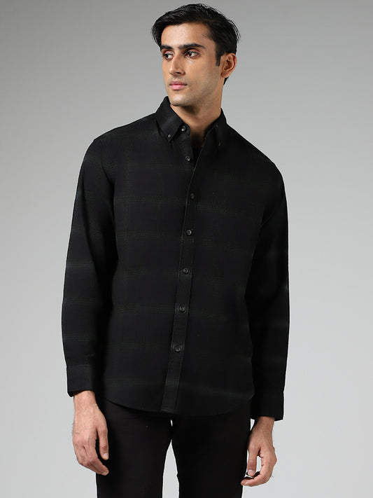 WES Casuals Black Checked Relaxed Fit Shirt
