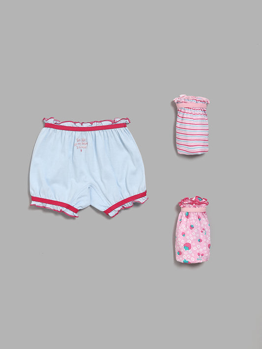 HOP Kids Printed & Striped Multicolor Bloomers - Pack of 3