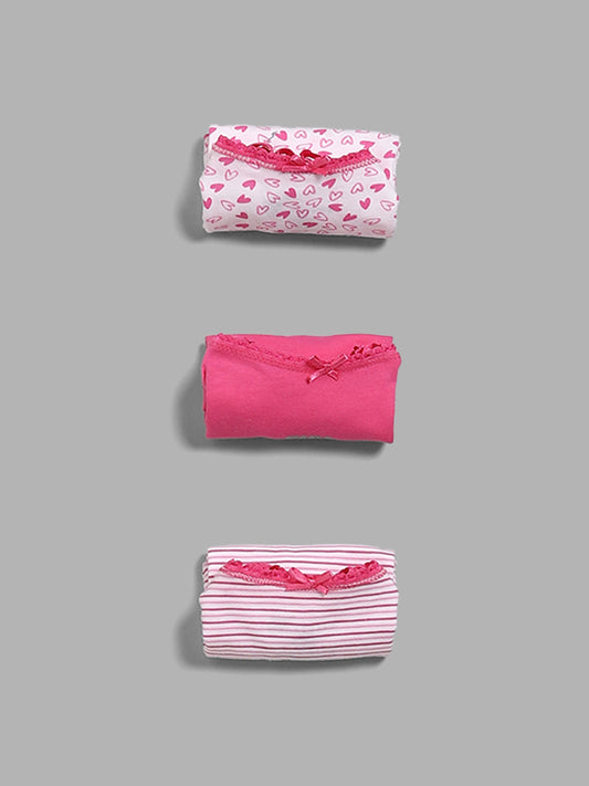 HOP Kids Pink Printed Camisoles - Pack of 3