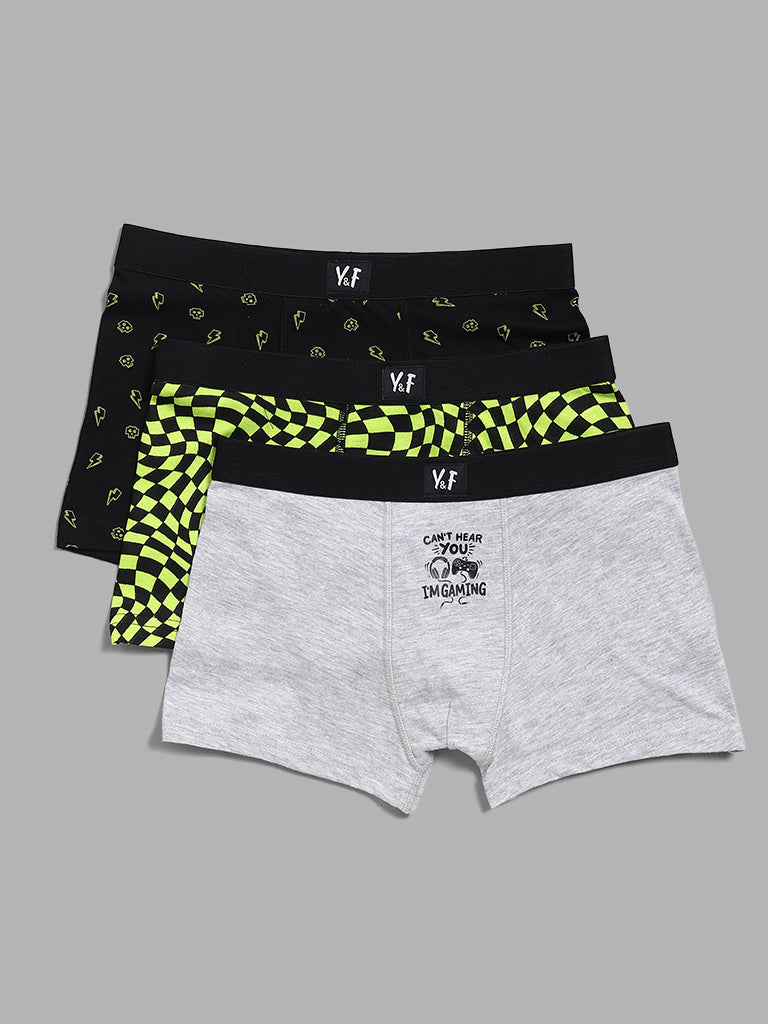 Y&F Kids Printed Multicolor Assorted Briefs - Pack of 3