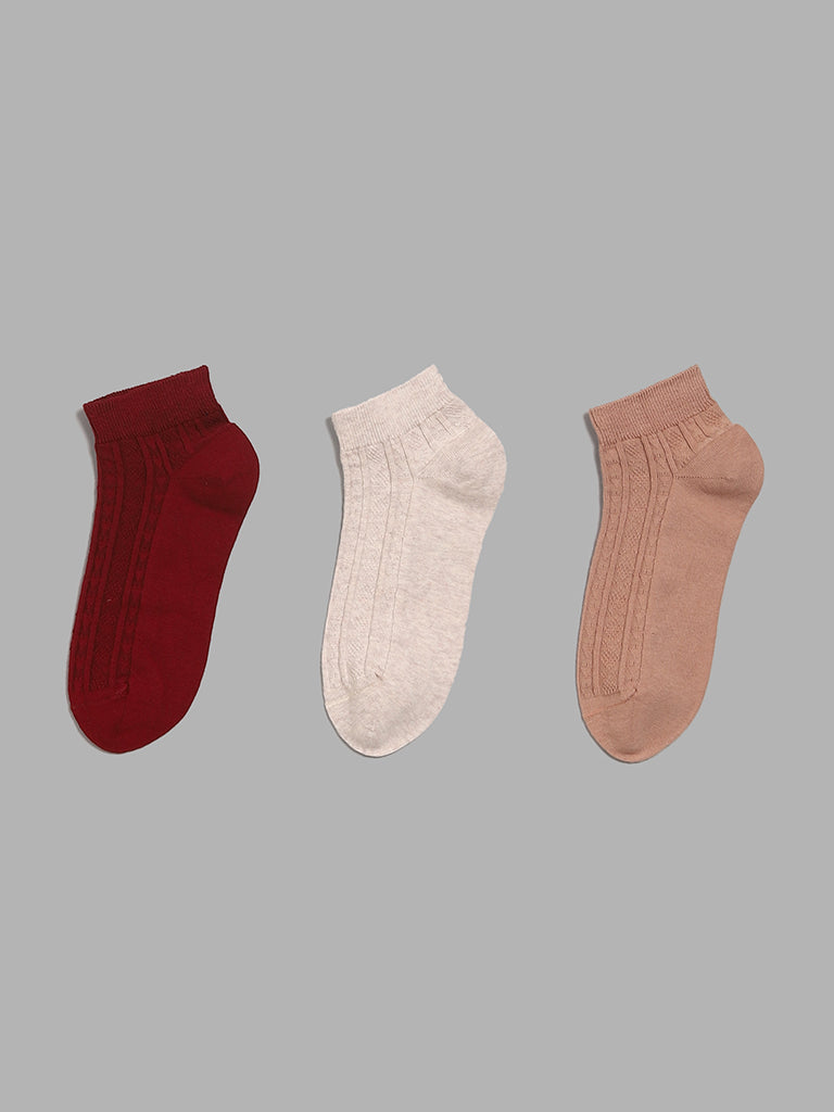 Y&F Kids Solid Multicolor Socks - Pair of 3