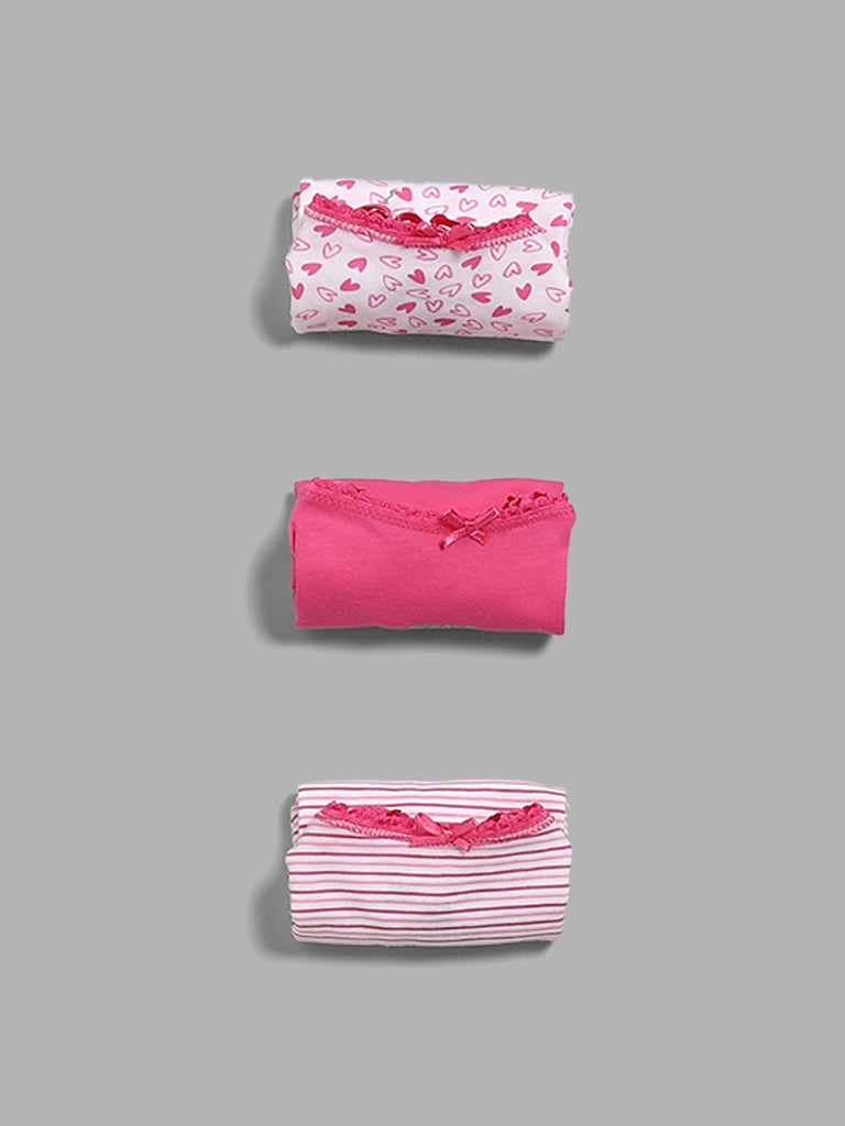 Y&F Kids Pink Printed Camisoles Set - Pack of 3