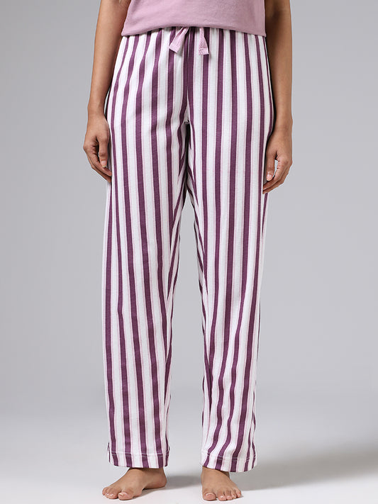 Wunderlove Dark Purple Striped Pyjamas