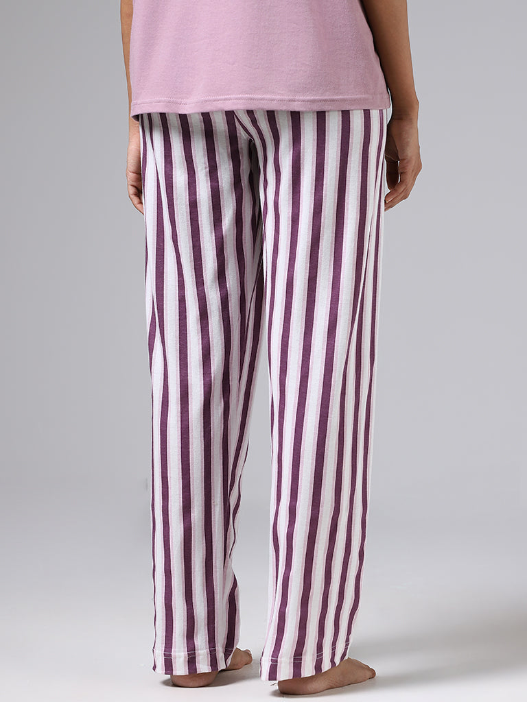 Wunderlove Dark Purple Striped Pyjamas