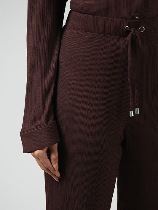 Wunderlove Dark Brown Ribbed Pyjamas