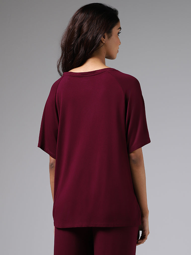 Wunderlove Solid Burgundy Supersoft T-Shirt