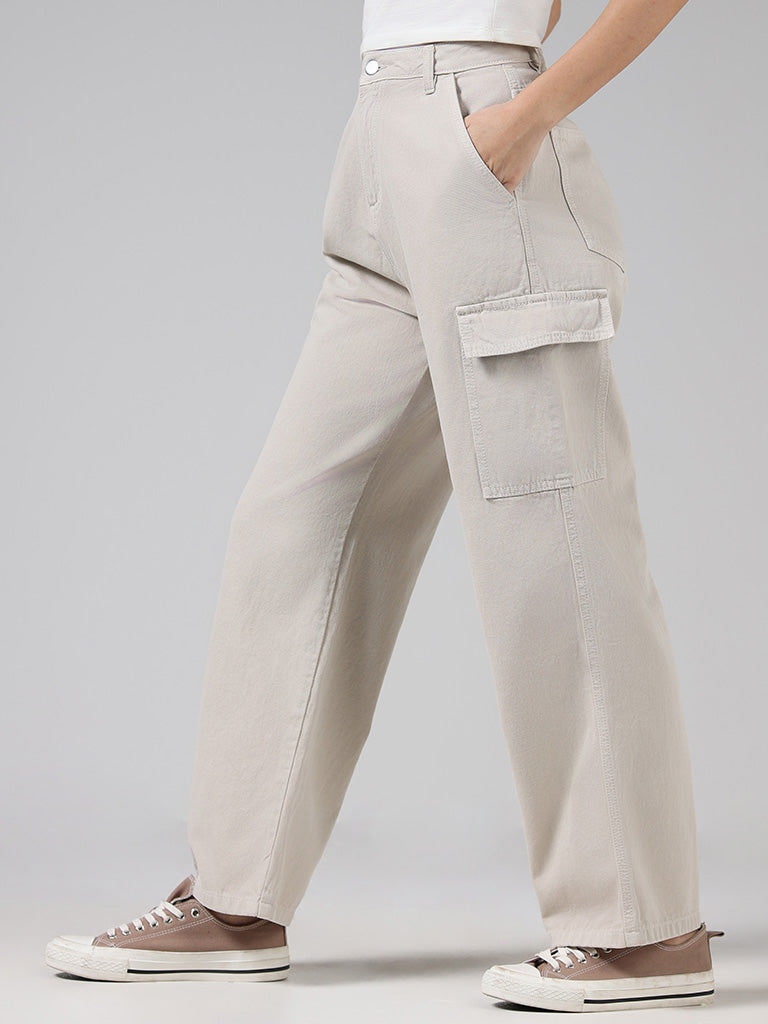 White Cotton Knit Denim Cargo Pants Design by RISING AMONG at Pernia's Pop  Up Shop 2024
