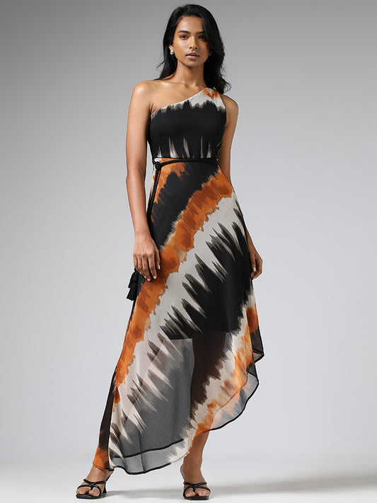 LOV Multicolor Printed One Shoulder Asymmetrical Dress