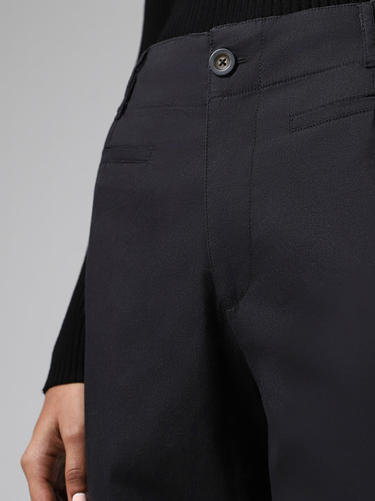 LOV Solid Black Wide-Leg Trousers