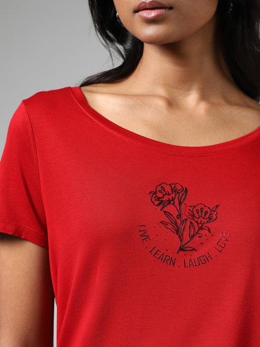 LOV Red Printed T-Shirt
