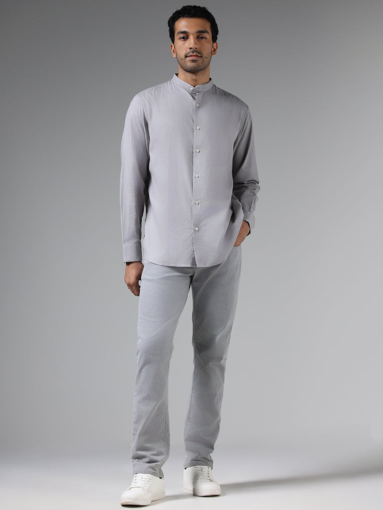 Ascot Solid Grey Relaxed-Fit Shirt