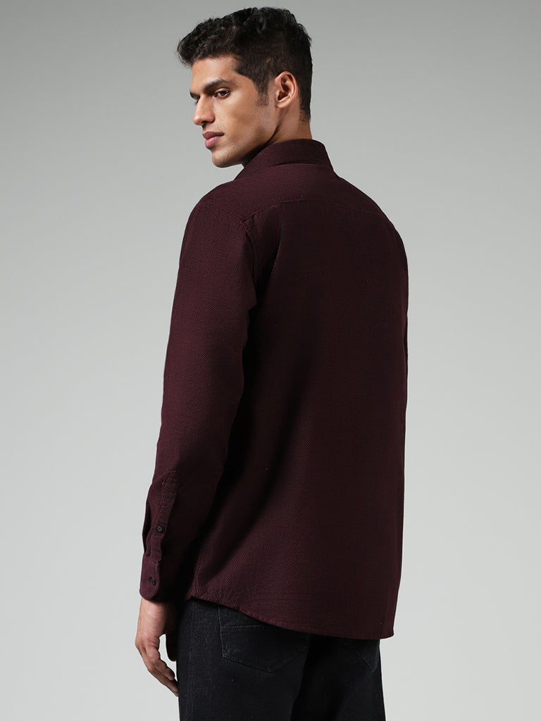 Ascot Wine Cotton Relaxed-Fit Shirt