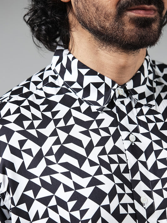 Ascot Black Printed Relaxed-Fit Shirt