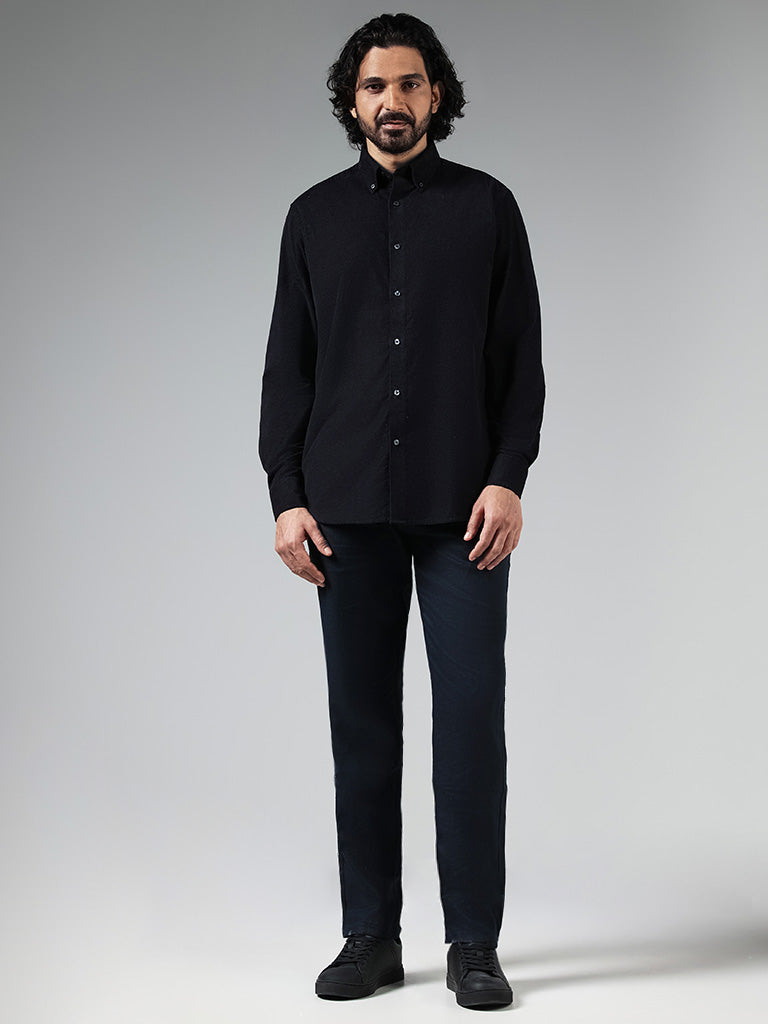 Ascot Navy Cotton Relaxed-Fit Shirt