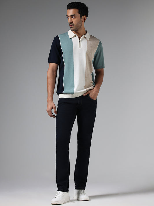 Ascot Green Color Block Relaxed Fit T-Shirt