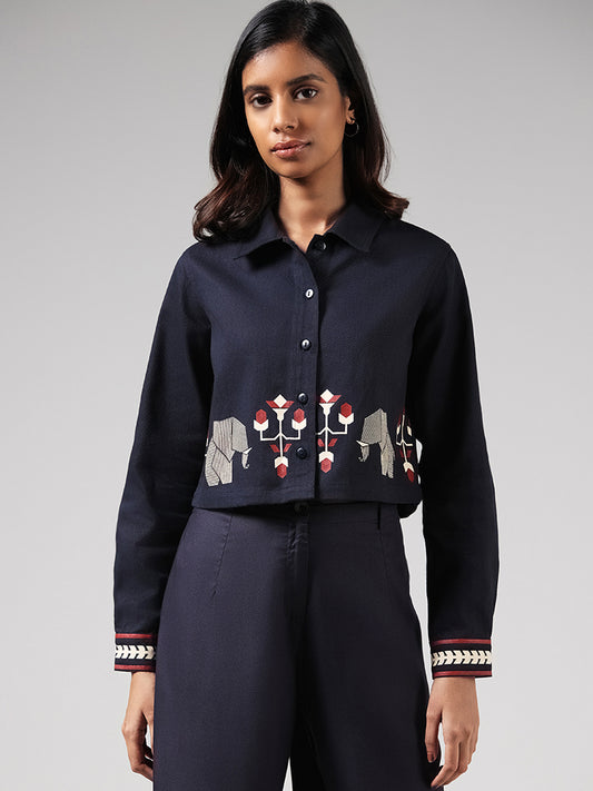 Bombay Paisley Blue Printed Jacket