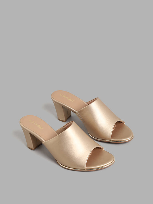 LUNA BLU Gold Heel Sandals