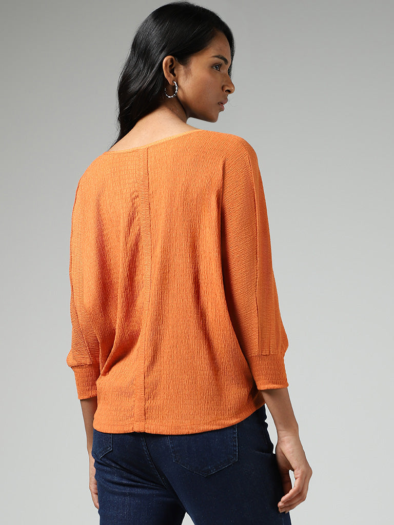 LOV Orange Self-Textured Top